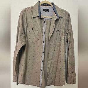 Eighty Eight Platinum Long Sleeves Shirt Gray Blue Button Down Size L